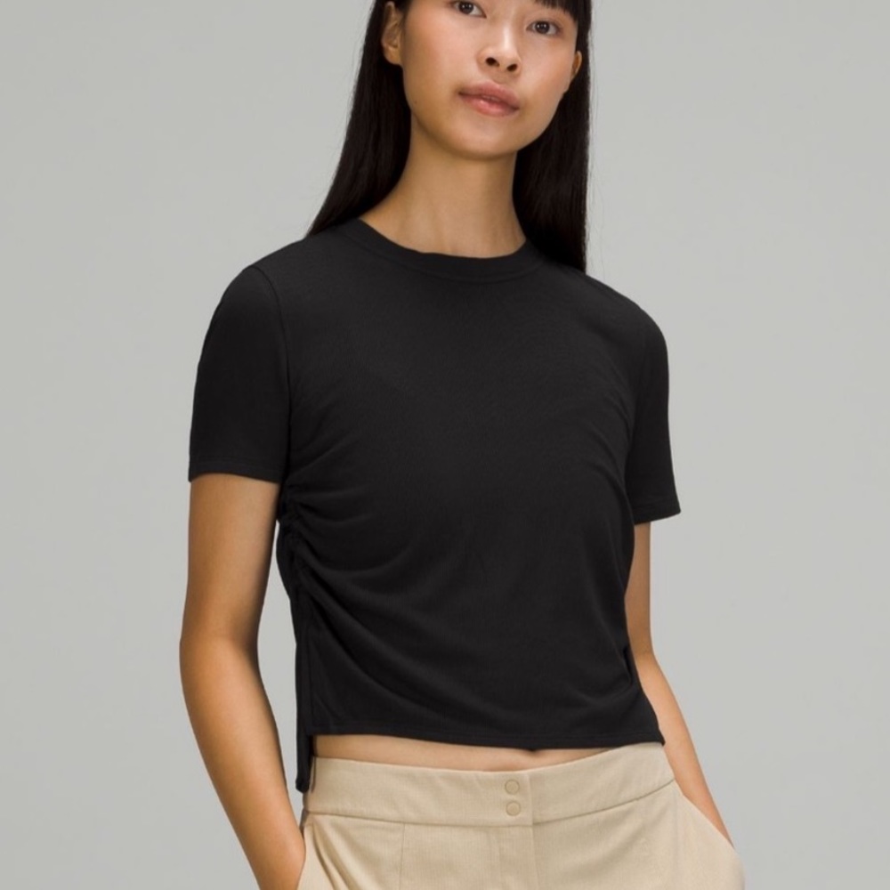 Lululemon Side Cinch Ribbed T-Shirt Black Size 10